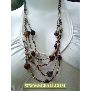 Multi Strand Ethnic Fashion Bead Necklace